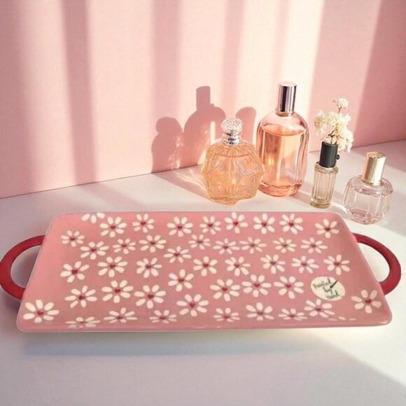 Lang Other - Hand Painted Rectangle Tray w/ Hearts & Flowers –